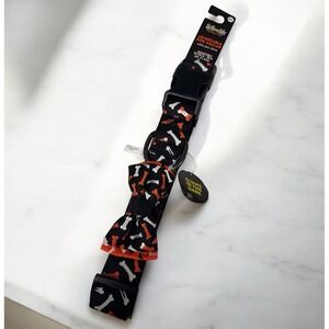 Thrills Chills Glow In Dark Halloween Pet Collar Black Orange Dog Size XL 18-28"